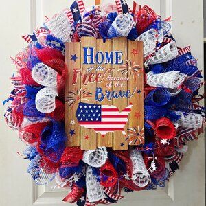 "Home of the Free Because of the Brave" Patriotic Wreath
